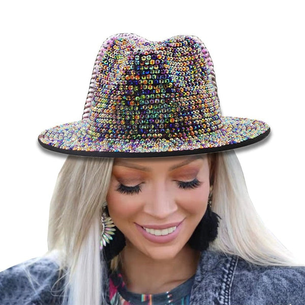 ClamantaBeauty  Chapeau en Strass -Chapeau à Large Bord pour Homme et Femme