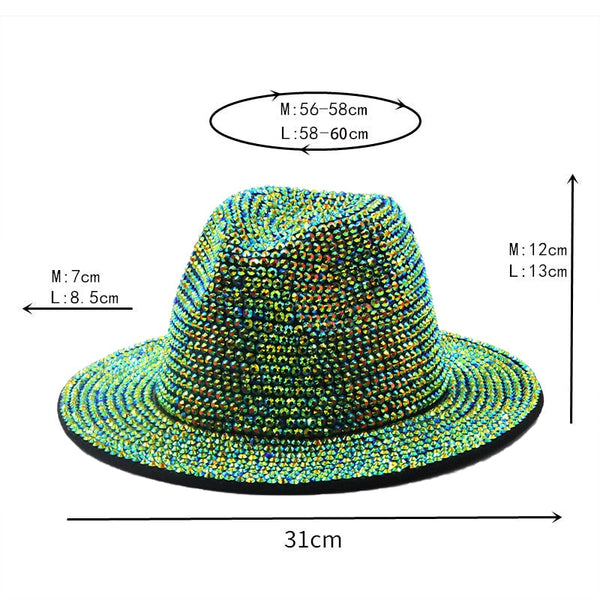ClamantaBeauty  Chapeau en Strass -Chapeau à Large Bord pour Homme et Femme