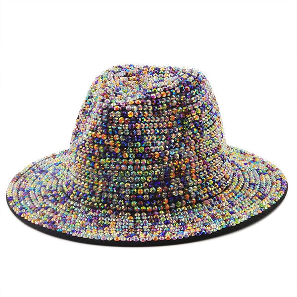 ClamantaBeauty  Gris / 56-58cm Chapeau en Strass -Chapeau à Large Bord pour Homme et Femme