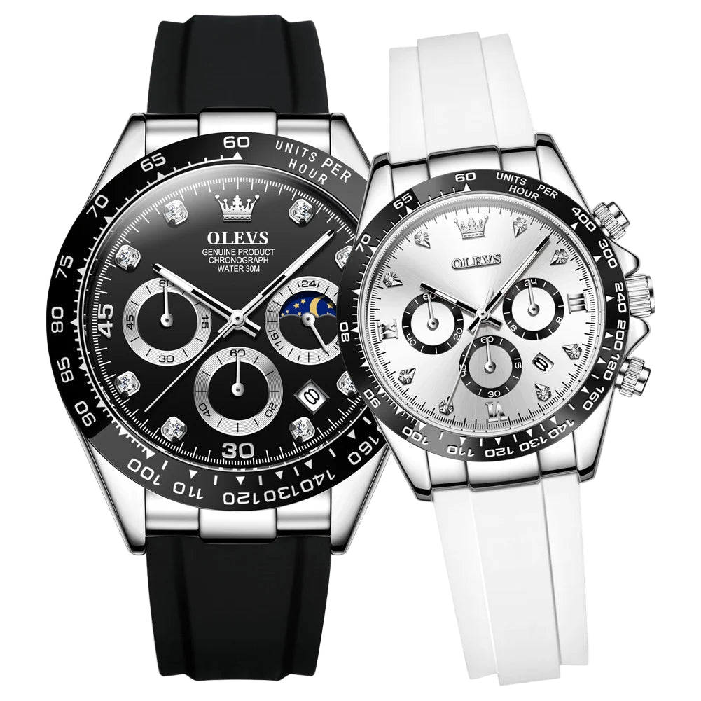 Couple Montres homme et femme assorties, élégantes et modernes – Bracelet silicone affichage lumineux date automatique