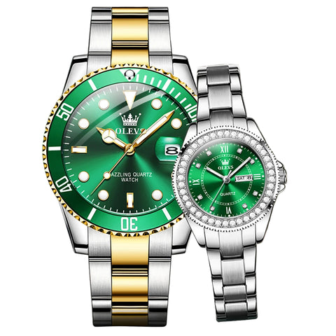 Montre  Acier Inoxydable Design Classique Élégant pour couple