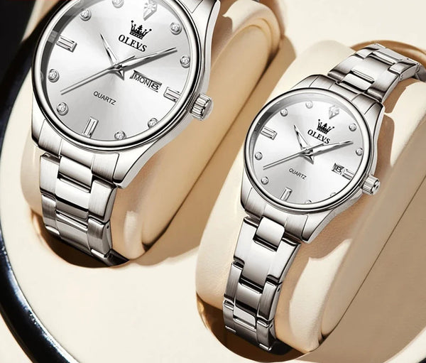 Montre de couple Design rond et élégant