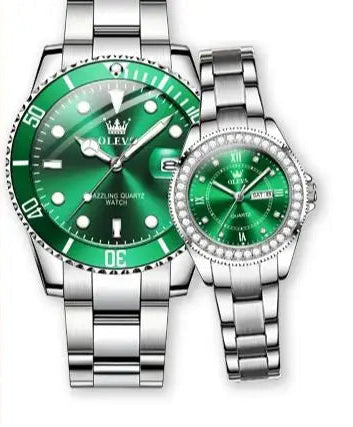 Montre  Acier Inoxydable Design Classique Élégant pour couple