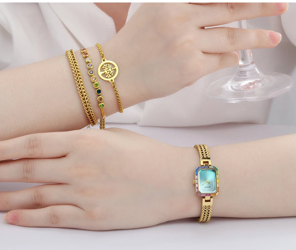 Montre Rectangle et de trois bracelets assortis pour femme