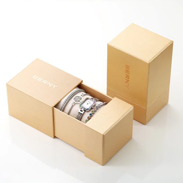 Montre Rectangle et de trois bracelets assortis pour femme