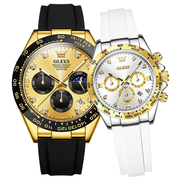 Couple Montres homme et femme assorties, élégantes et modernes – Bracelet silicone affichage lumineux date automatique