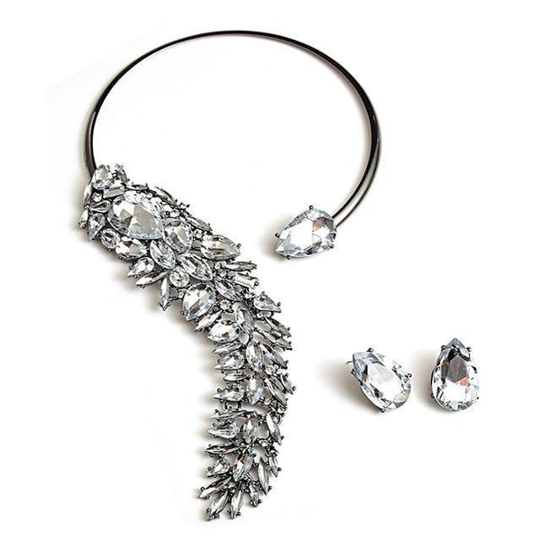 beautefeminine.fr Argent Colliers boucle d'oreille cristaux tendance