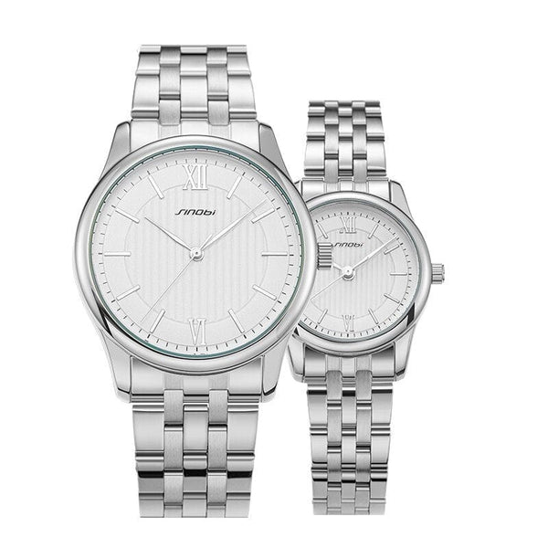 Clamanta Beauty Argent montre à Quartz pour couple