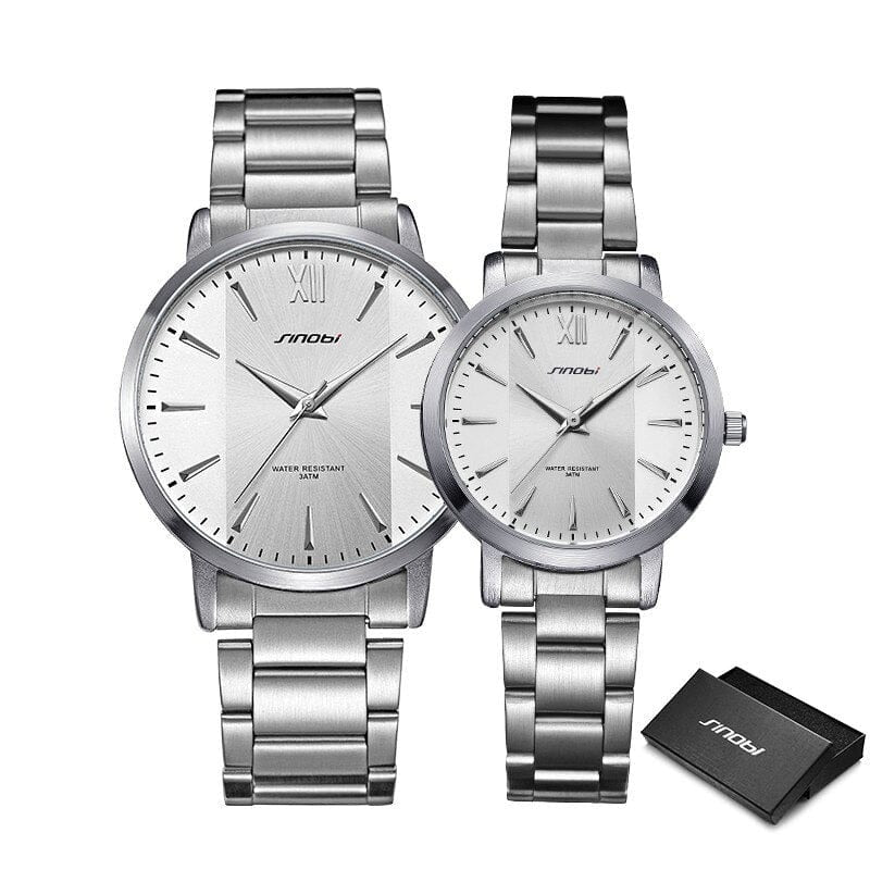 Clamanta Beauty Argent Montre à Quartz simple et chic pour homme et femme