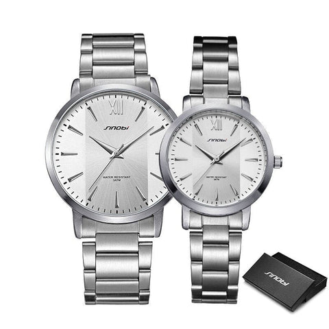 Clamanta Beauty Argent Montre à Quartz simple et chic pour homme et femme