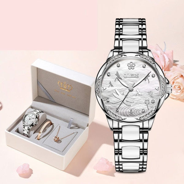 Clamanta Beauty Argent Montre mécanique automatique luxueuse pour femmes