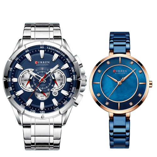 Clamanta Beauty Argent Montres de Couple pour hommes et femme