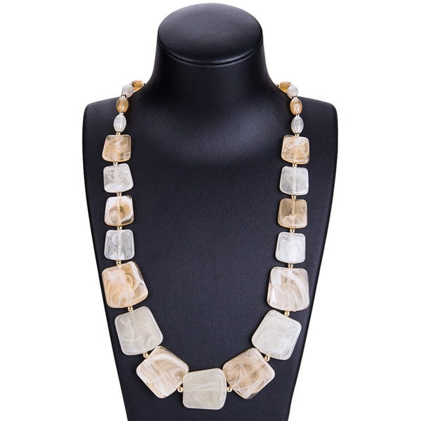 beautefeminine.fr Beige Collier de perles longues pour femme
