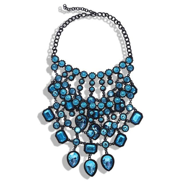 beautefeminine.fr bijoux ras du cou Bleu  2 Collier tendance cristal et métal pour femmes