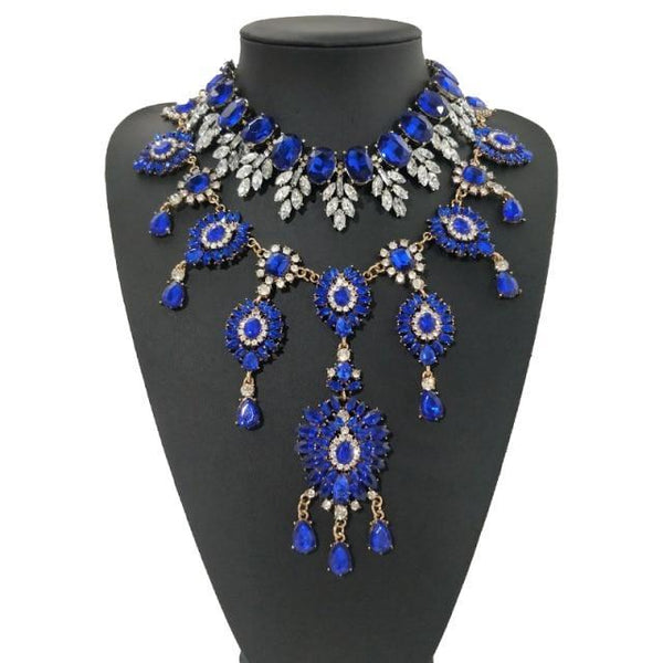 beautefeminine.fr bijoux ras du cou Bleu  4 Collier tendance cristal et métal pour femmes