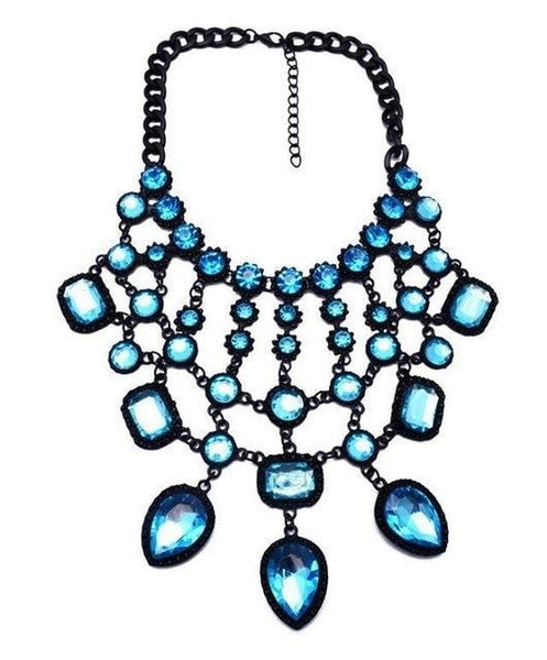 beautefeminine.fr bijoux ras du cou Bleu Collier tendance cristal et métal pour femmes