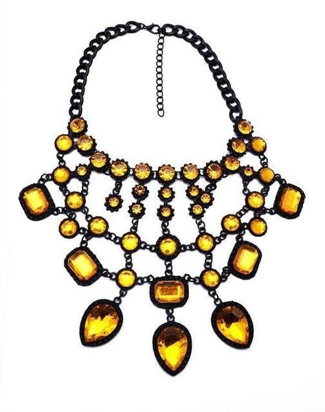 beautefeminine.fr bijoux ras du cou Jaune Collier tendance cristal et métal pour femmes