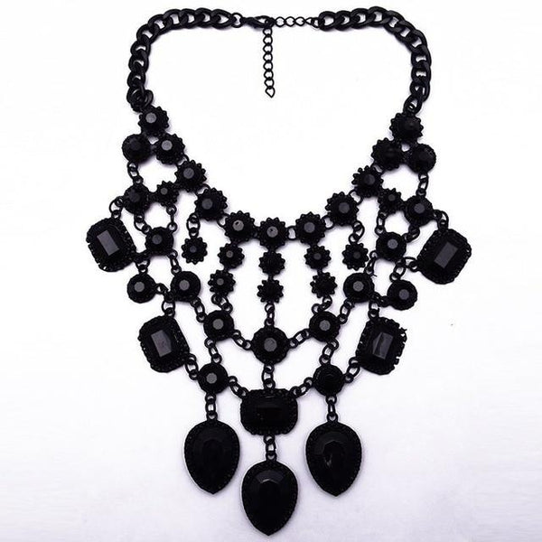 beautefeminine.fr bijoux ras du cou Noir Collier tendance cristal et métal pour femmes