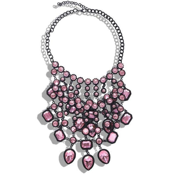 beautefeminine.fr bijoux ras du cou Rose  2 Collier tendance cristal et métal pour femmes