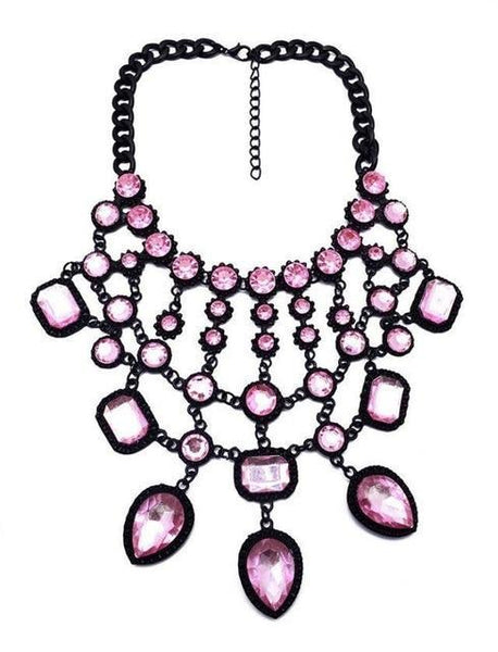 beautefeminine.fr bijoux ras du cou Rose Collier tendance cristal et métal pour femmes
