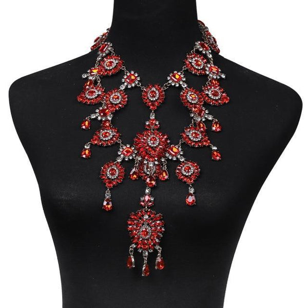 beautefeminine.fr bijoux ras du cou Rouge  3 Collier tendance cristal et métal pour femmes