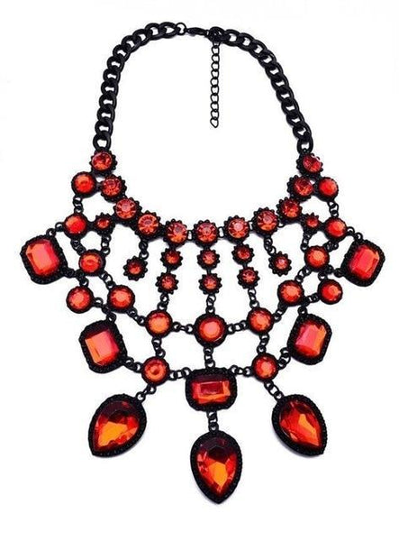 beautefeminine.fr bijoux ras du cou Rouge Collier tendance cristal et métal pour femmes