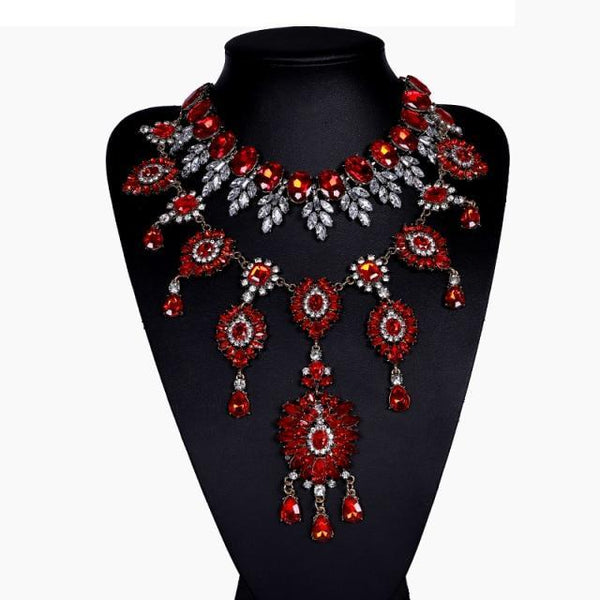 beautefeminine.fr bijoux ras du cou Rouge4 Collier tendance cristal et métal pour femmes