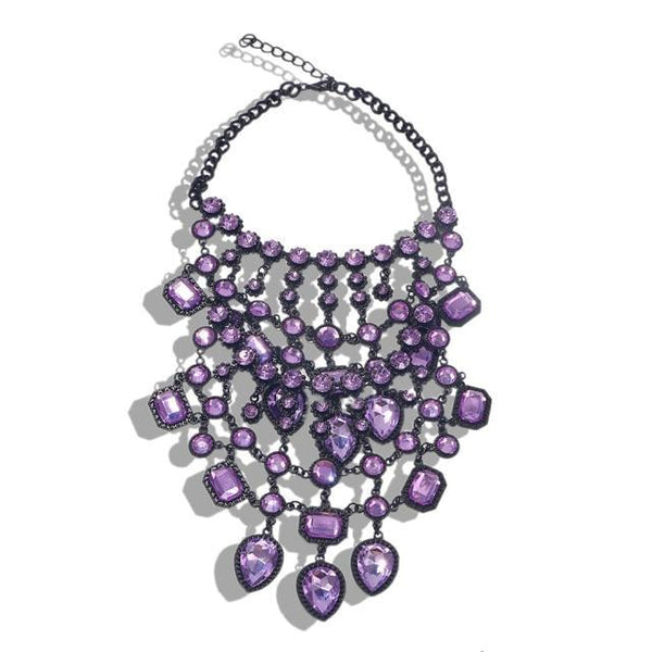 beautefeminine.fr bijoux ras du cou Violet  2 Collier tendance cristal et métal pour femmes