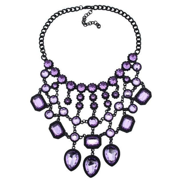 beautefeminine.fr bijoux ras du cou Violet Collier tendance cristal et métal pour femmes
