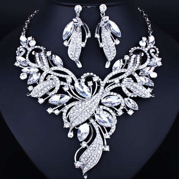 Clamanta Beauty Blanc Boucles d'oreilles et collier en cristal pour femme