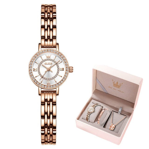 beautefeminine.fr Blanc Coffret Montre pour femmes avec bracelet- collier élégant