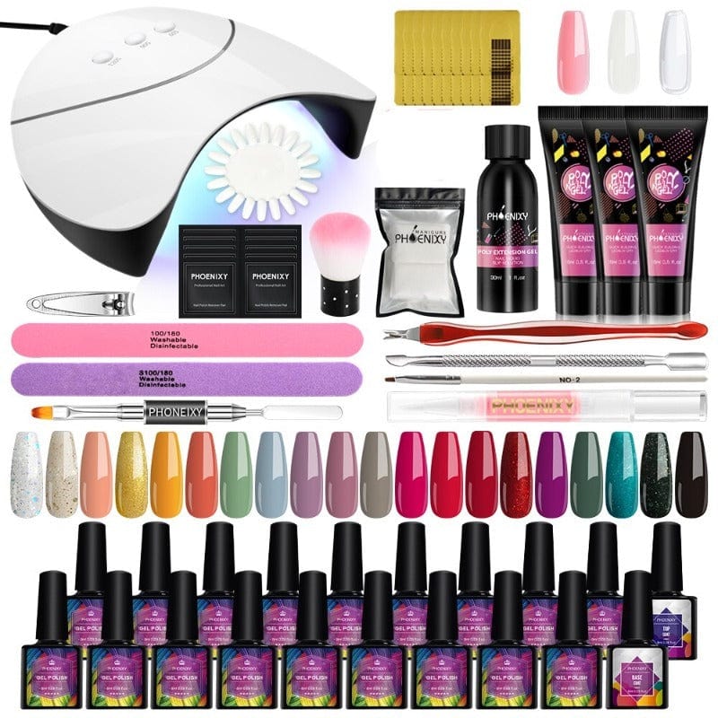Clamanta Beauty Blanc Kit complet de vernis à ongles avec lampe UV Led 80W