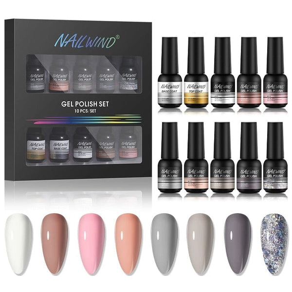 Clamanta Beauty Blanc Kit de Vernis à ongles Semi-permanent 8 pièces