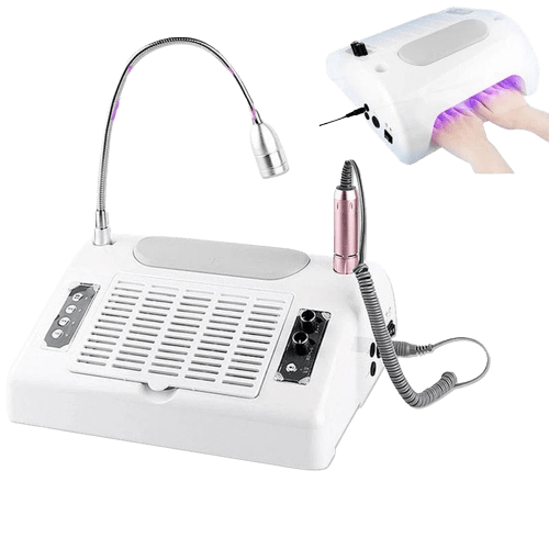 Clamanta Beauty Blanc Lampe sèche-ongles collecteur de poussière, perceuse à ongles 5 en 1