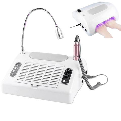 Clamanta Beauty Blanc Lampe sèche-ongles collecteur de poussière, perceuse à ongles 5 en 1