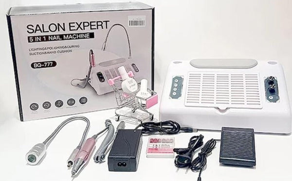 Clamanta Beauty Blanc Lampe sèche-ongles collecteur de poussière, perceuse à ongles 5 en 1