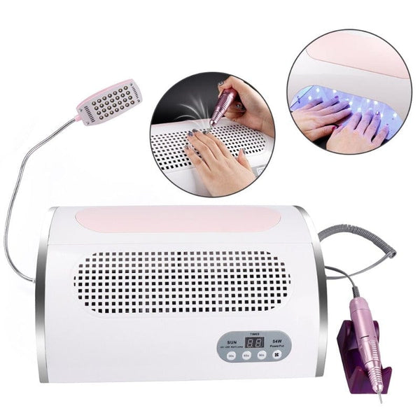 Clamanta Beauty Blanc Manucure 5 en 1 Perceuse à ongles-aspirateur-sèche-ongles-lampe