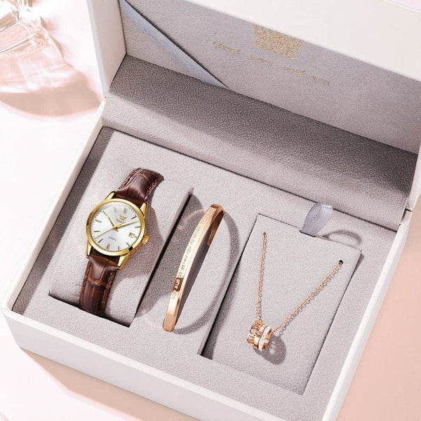 Clamanta Beauty Blanc Montre à Quartz bracelet en cuir pour femmes