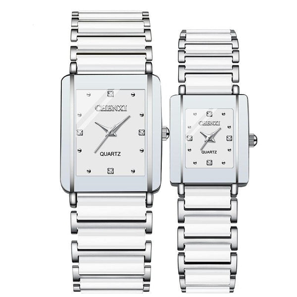 Clamanta Beauty Blanc Montre pour amoureux montre Carré céramique