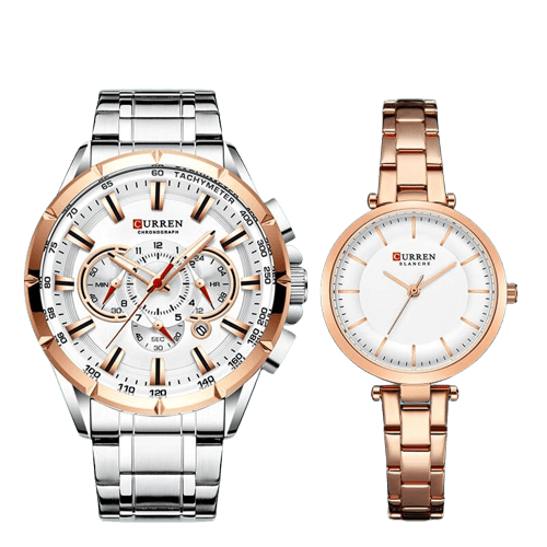 Clamanta Beauty Blanc Montres de Couple pour hommes et femme