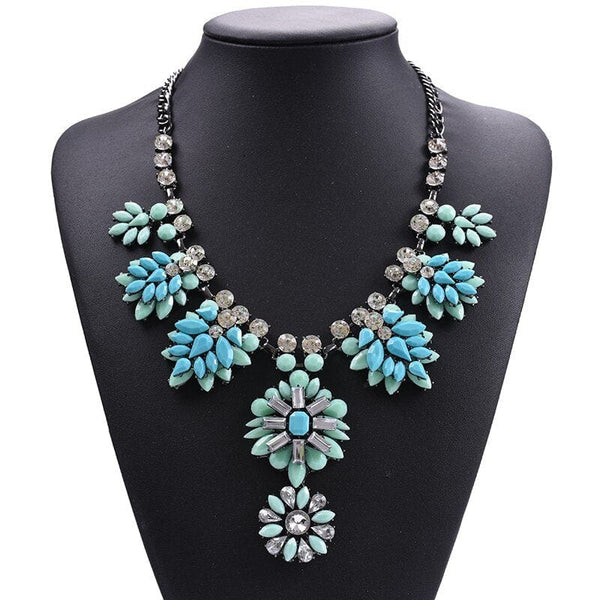 Clamanta Beauty Bleu Collier style bohème en acrylique pour femmes