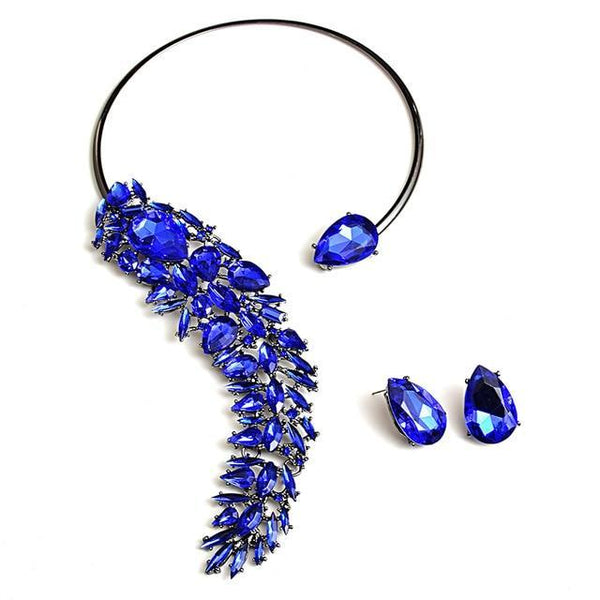 beautefeminine.fr Bleu Colliers boucle d'oreille cristaux tendance