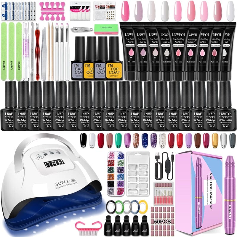 Clamanta Beauty Bleu kit de pose d'ongles complet