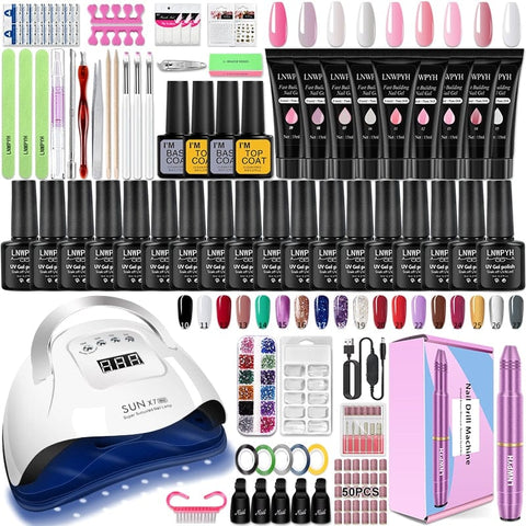 Clamanta Beauty Bleu kit de pose d'ongles complet