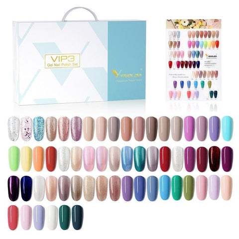 Clamanta Beauty Bleu Kit de vernis à ongles Gel 60 belle couleurs avec carte