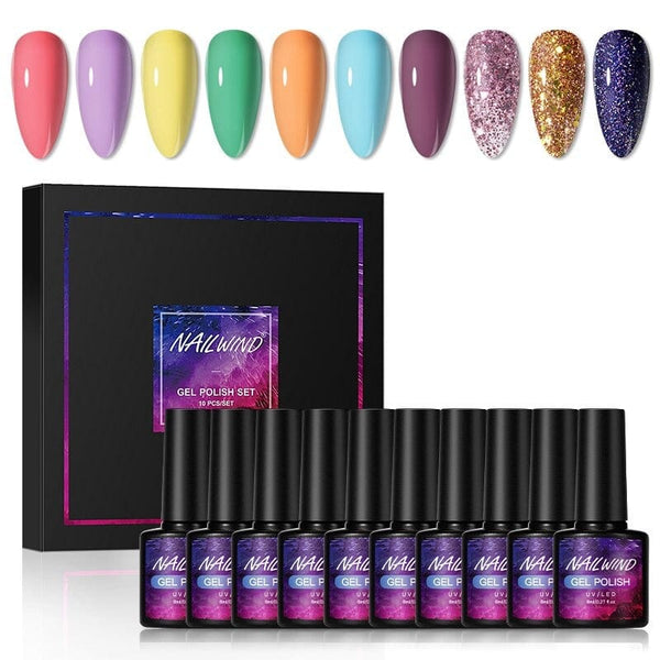 Clamanta Beauty Bleu Kit de Vernis à ongles Semi-permanent 8 pièces