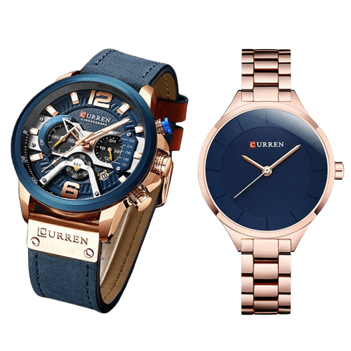 Clamanta Beauty Bleu Montre chronographe de Couple