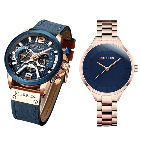 Clamanta Beauty Bleu Montre chronographe de Couple