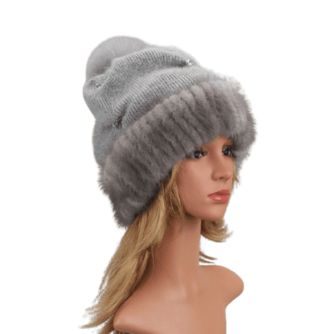 beautefeminine.fr Bonnet en vraie fourrure de vison naturelle