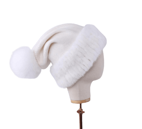 beautefeminine.fr Bonnet femme Blanc/Blanc Bonnet femme en laine tendance d'hiver